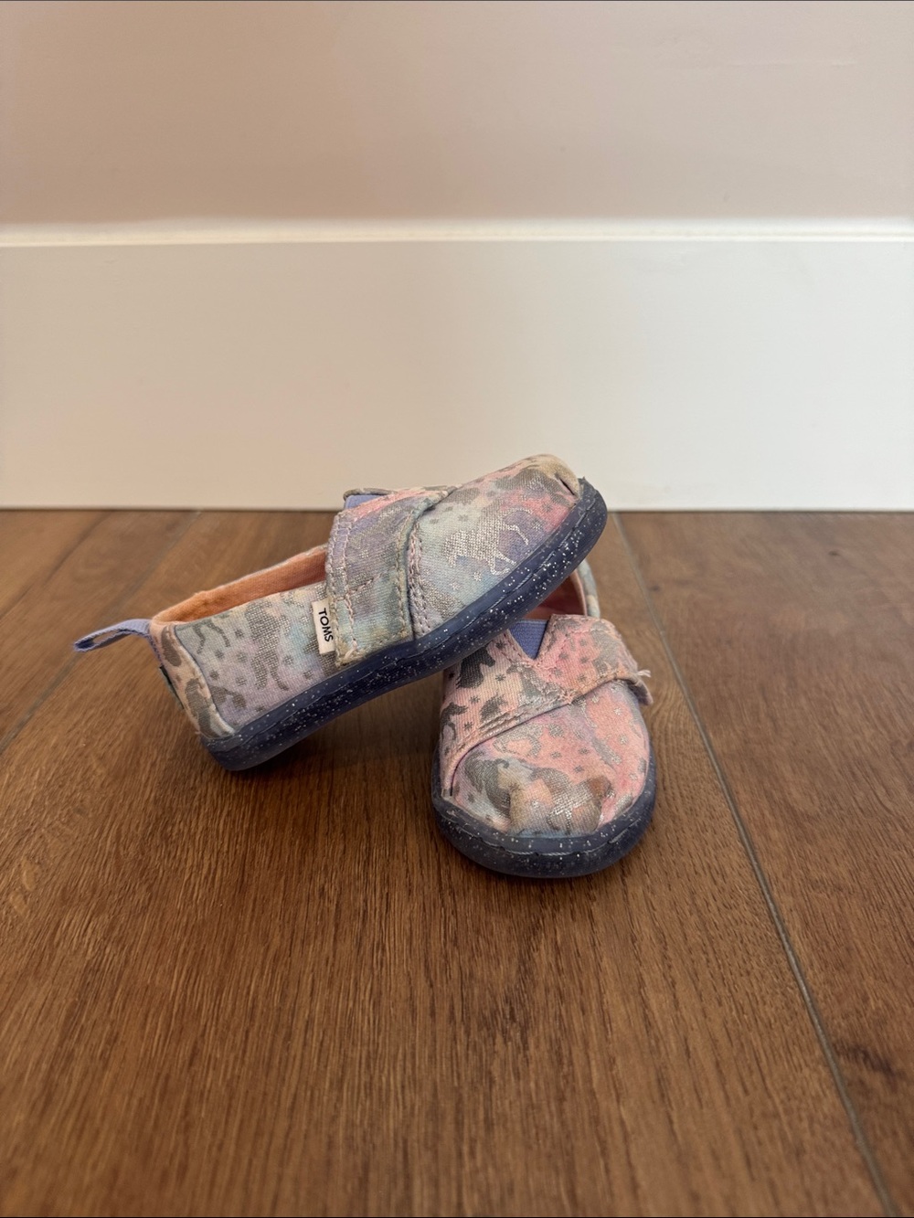 Toms Pastel Pink & Blue Slip-On Baby Shoes T5